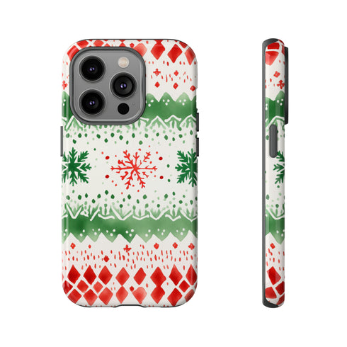 Watercolor Christmas Knitting - Impact Resistant Phone Case iPhone 14 Pro Glossy